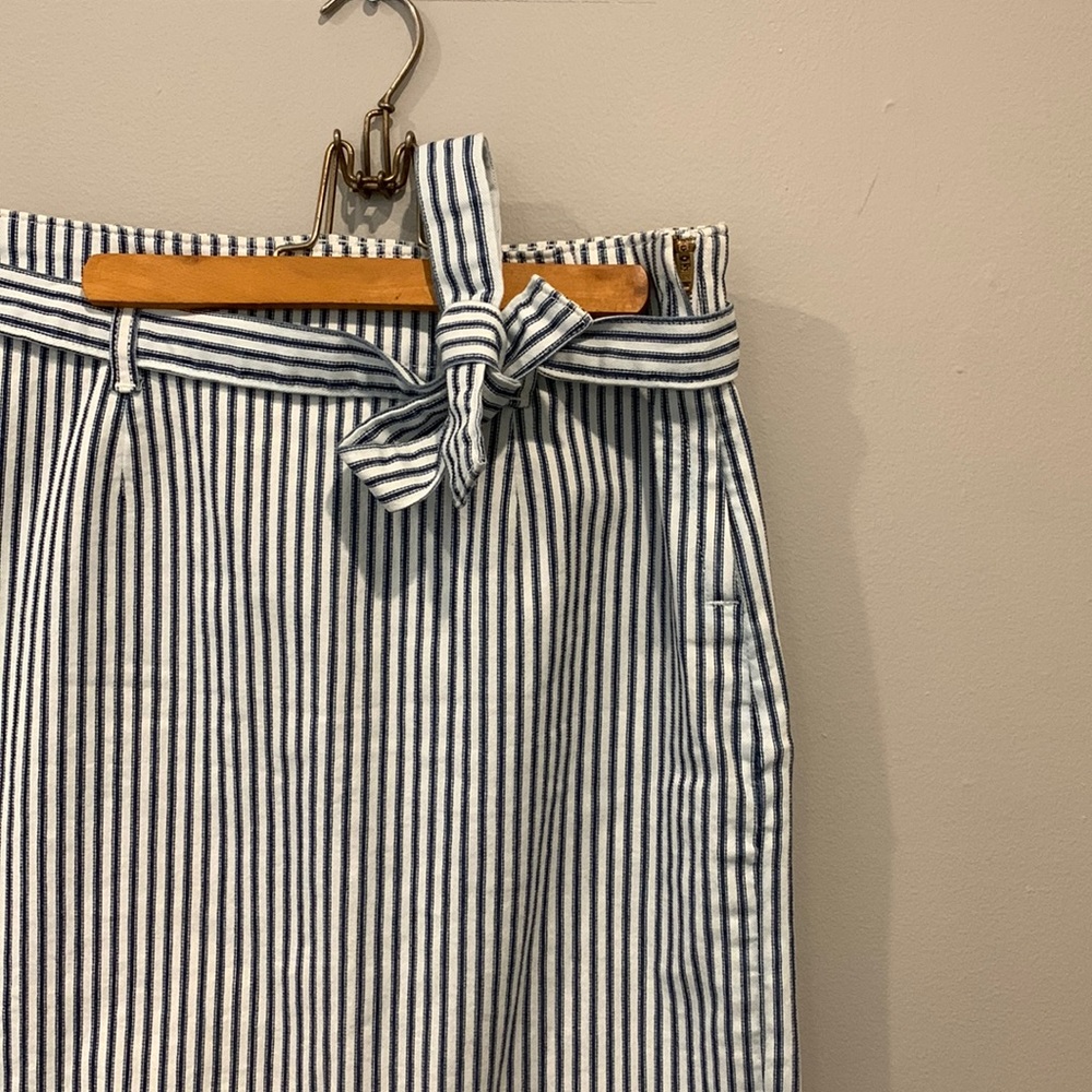 JCrew Striped Denim Pencil Skirt